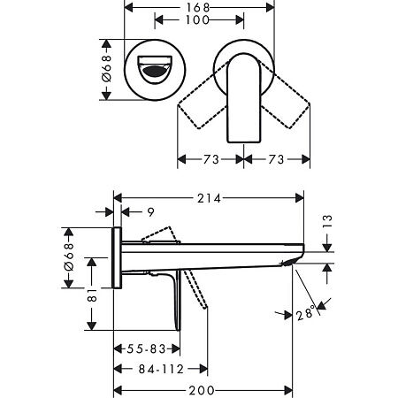 HANSGROHE REBRIS S TEK KOLLU LAVABO BATARYASI 20CM CIKISLI KROM 72568670