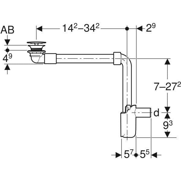 GEBERIT UNIVERSAL YER TASARRUFLU LAVABO SIFONU, SUZGEC VE KAPAK PARLAK KROM 152.084.21.1