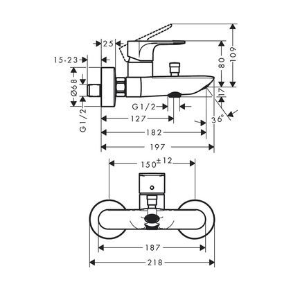 HANSGROHE REBRIS E BANYO BATARYASI KROM 72450000
