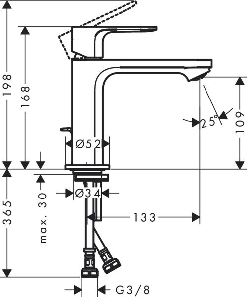 HANSGROHE REBRIS E TEK KOLLU LAVABO BATARYASI KROM 72557000