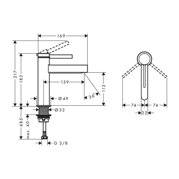 HANSGROHE FINORIS TEK KOLLU LAVABO BATARYASI 110 BAS-AC KUMANDALI CROM 76023000