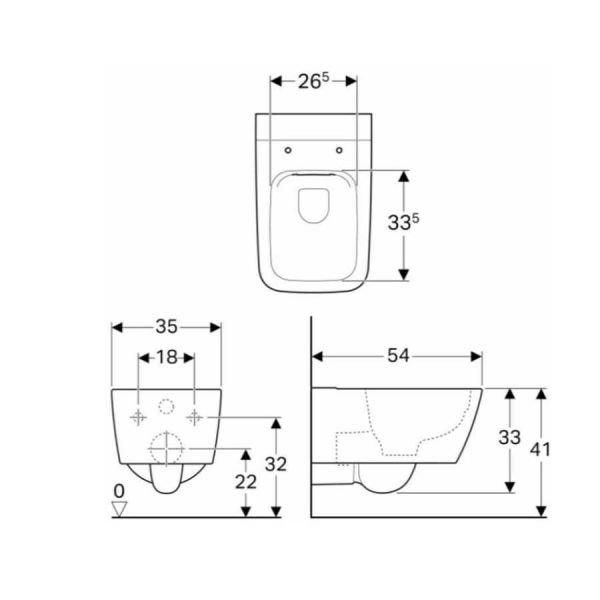 GEBERIT ICON ASMA KLOZET RIMFREE SQUARE 501.651.01.1