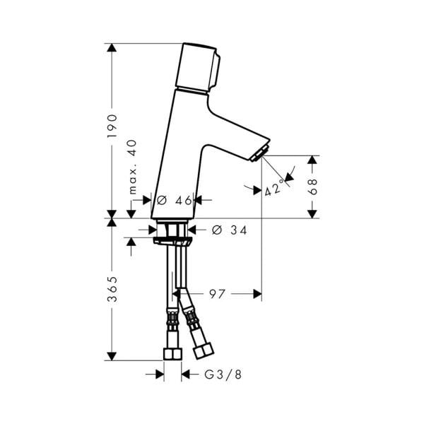 HANSGROHE TALIS S SELECT LAVABO BATARYASI 80MM KUMANDASIZ KROM 72041000