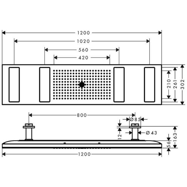 AXOR SHOWERSOLUTION TEPE DUSU 1200/300 4JET ISIKLI 5000K KIRMIZI ALTIN 10629300
