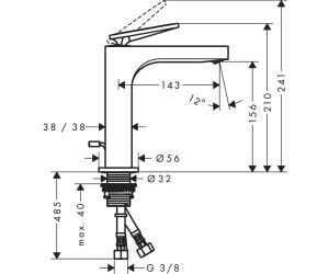 AXOR CITTERIO TEK KOLLU LAVABO BATARYASI 160 PARLAK KIRMIZI ALTIN 39071300