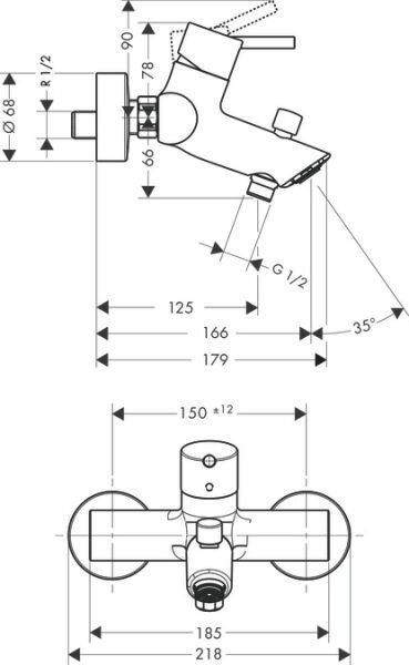 HANSGROHE TALIS TEK KOLLU BANYO BATARYASI KROM 32440000