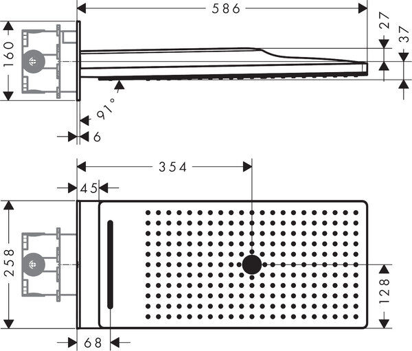AXOR SHOWERSOLUTION TEPE DUSU 250/580 3JET MAT BRONZ 35283140