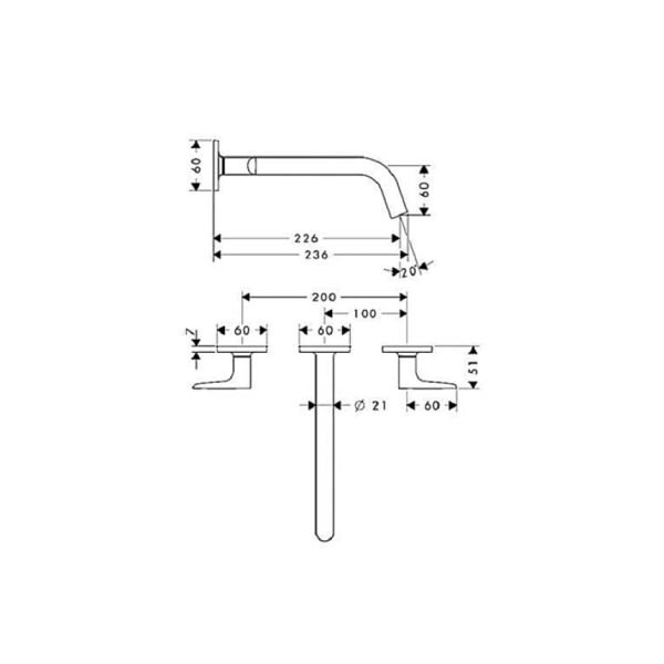 AXOR CITTERIO M 3-DELIKLI LAVABO BATARYASI 226MM MAT BRONZ 34315140