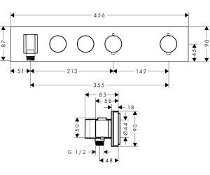 AXOR SHOWERCOLLECTION BANYO BATARYASI TERMOSTATIK MODUL SELECT 2 CIKIS 460/90 FIRCALANMIS BRONZ 18355140