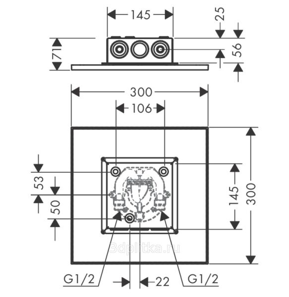 AXOR SHOWERSOLUTION TEPE DUSU 300/300 1JET PARLAK ALTIN 35317990