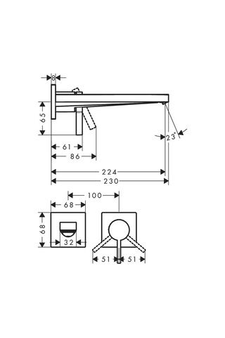 HANSGROHE TECTURIS E TEK KOLLU LAVABO BATARYASI ANKASTRE 22,5 CM ECOSMART  KROM   73051000
