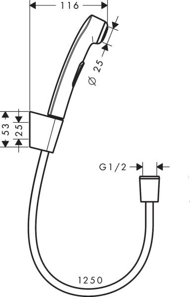 HANSGROHE BIDETTE EL DUSU BIDE  1JET DUS ASKISI 125CM DUS HORTUMU ILE KROM 32129000