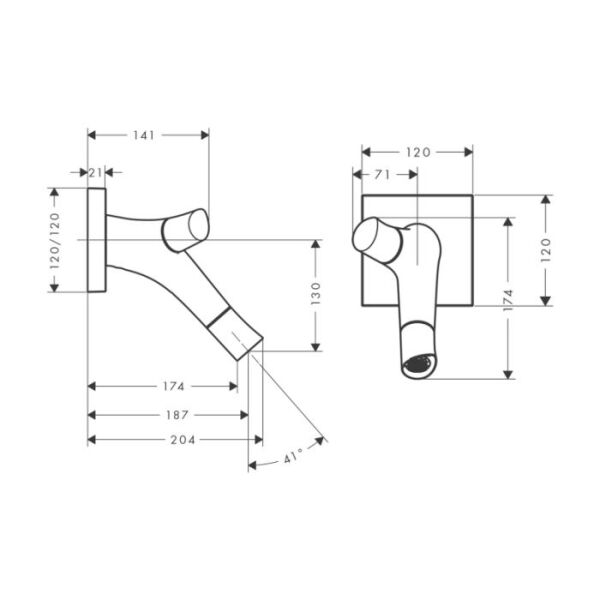 AXOR STARCK ORGANIC IKI KOLLU LAVABO BATARYASI 187 MM 2 VOLANLI MAT PIRINC 12015950