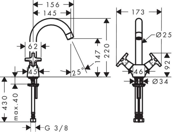 HANSGROHE LOGIS IKI KOLLU LAVABO BATARYASI KROM 71271000