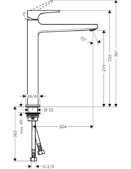 HANSGROHE METROPOL TEK KOLLU LAVABO BATARYASI 260 MAT BEYAZ 32512700