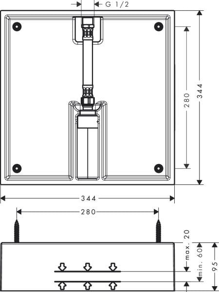 HANSGROHE RAINDANCE E IC SET TEPE DUSU 400/400 1JET KROM 26254180