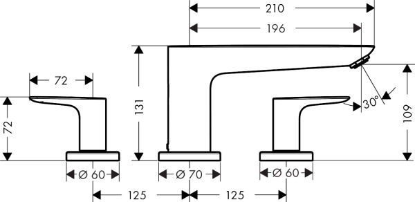 HANSGROHE TALIS E 3-DELIKLI LAVABO BATARYASI KROM 71747000