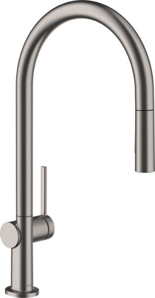 HANSGROHE TALIS TEK KOLLU EVIYE BATARYASI 210, CEKILEBILIR EL DUSU 2JET SBOX SIYAH KROM  72801340