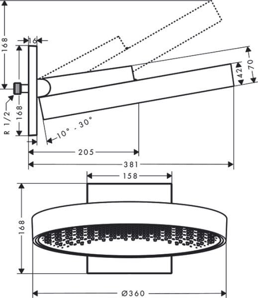 HANSGROHE RAINFINITY TEPE DUSU 360 1JET DUVAR BAGLANTILI SATIN BEYAZ 26230700