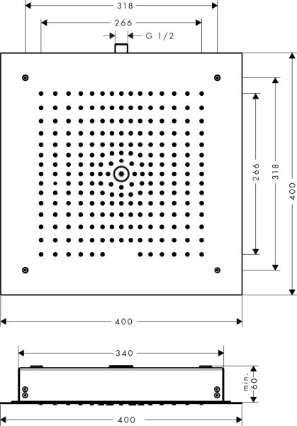HANSGROHE RAINDANCE E TEPE DUSU 400/400 1JET KROM 26252000