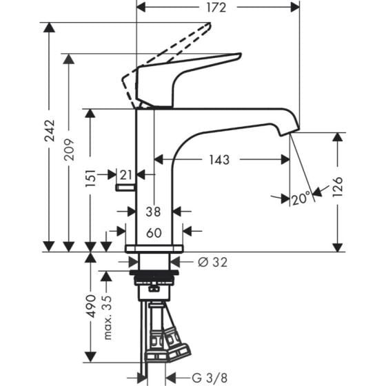 AXOR CITTERIO E TEK KOLLU LAVABO BATARYASI P.ALTIN 36110990