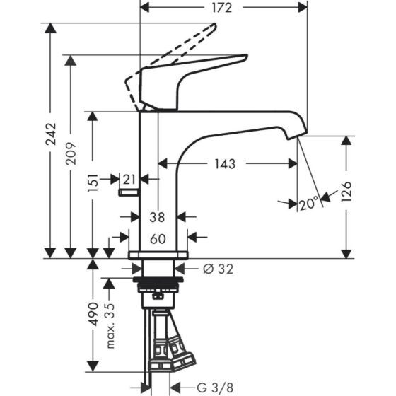AXOR CITTERIO E TEK KOLLU LAVABO BATARYASI P.ALTIN 36110990