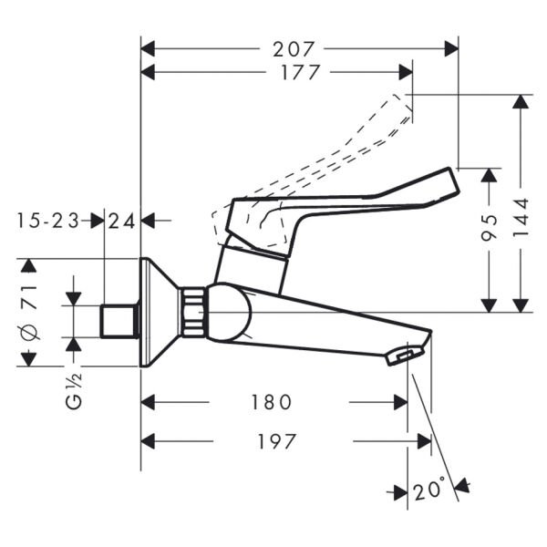 HANSGROHE FOCUS TEK KOLLU BANYO  BATARYASI KROM 31913000