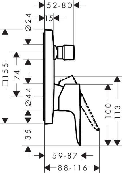 HANSGROHE TALIS TEK KOLLU BANYO BATARYASI ANKASTRE MAT SIYAH KROM 71474340