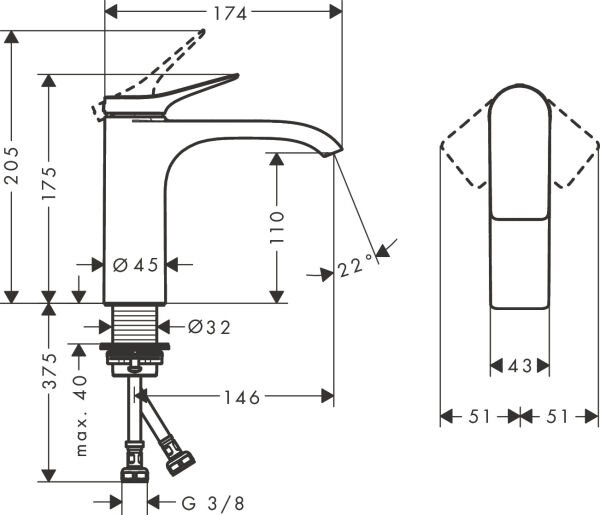 HANSGROHE VIVENIS TEK KOLLU LAVABO BATARYASI 110 KROM 75022000