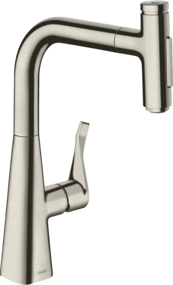 HANSGROHE METRIS SELECT M71 EVIYE BATARYASI TEK KOLLU 240 CEKILEBILIR EL DUSU 2JET SBOX PASLANMAZ CELIK 73817800
