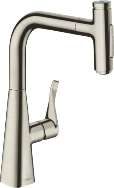 HANSGROHE METRIS SELECT M71 EVIYE BATARYASI TEK KOLLU 240 CEKILEBILIR EL DUSU 2JET SBOX PASLANMAZ CELIK 73817800