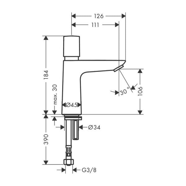 HANSGROHE TALIS SELECT E TEK KOLLU LAVABO BATARYASI SELF-CLOSING TEK AKIM MUSLUK KROM 71719000