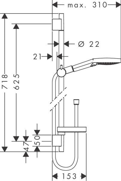 HANSGROHE RAINDANCE SELECT S DUS SETI 120 3JET POWDERRAIN 65 CM DUS BARI KROM 27654000