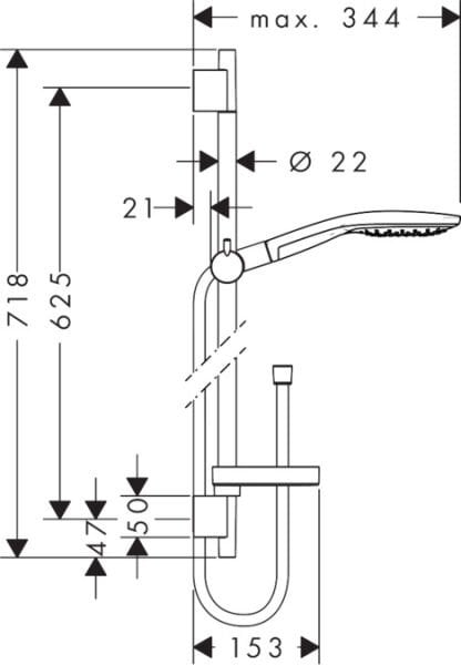 HANSGROHE RAINDANCE SELECT S DUS SETI 150 3JET 65CM DUS BAR SABUNLUK BEYAZ KROM 27802000