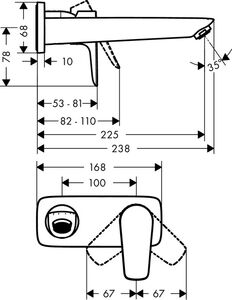 HANSGROHE TALIS E TEK KOLLU LAVABO BATARYASI 225MM GAGA ILE MAT SIYAH KROM 71734340