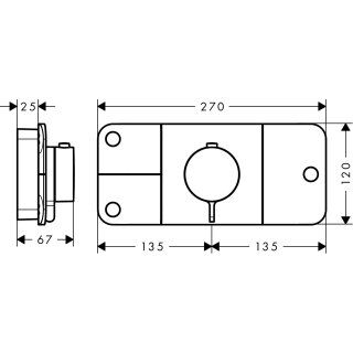 AXOR ONE BANYO BATARYASI TERMOSTATIK MODUL 3 FONKSIONLU KROM 45713820
