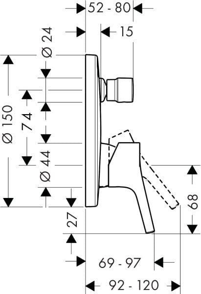 HANSGROHE TALIS S TEK KOLLU BANYO BATARYASI KROM 72405000