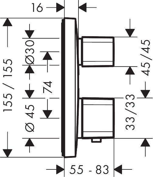 HANSGROHE ECOSTAT E BANYO BATARYASI TERMOSTAT 2 CIKIS ICIN KROM 15708000