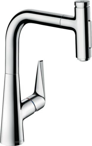 HANSGROHE TALIS SELECT M51 TEK KOLLU EVIYE BATARYASI CEKILEBILIR EL DUSU ILE KROM 72824000