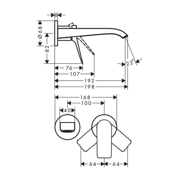 HANSGROHE VIVENIS TEK KOLLU BATARYASI ANKASTRE 19.2 CM GAGA SATIN SIYAH 75050670