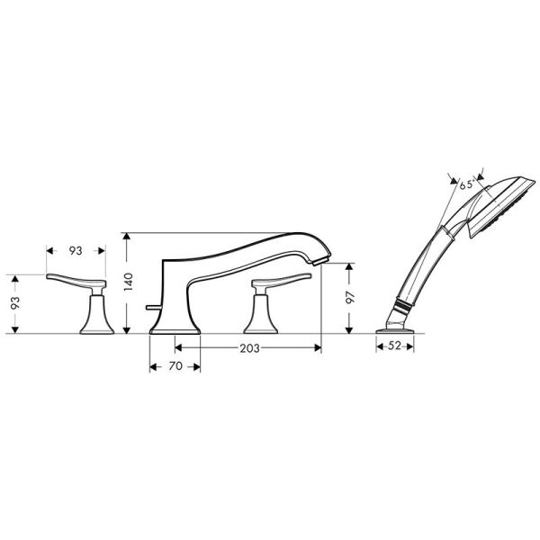 HANSGROHE METRIS KUVET BATARYASI 4 DELIKLI KROM 31314000