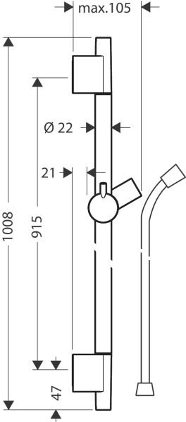 HANSGROHE UNICA DUS BARI S PURO 90 CM DUS HORTUMU ILE MAT SIYAH KROM 28631340