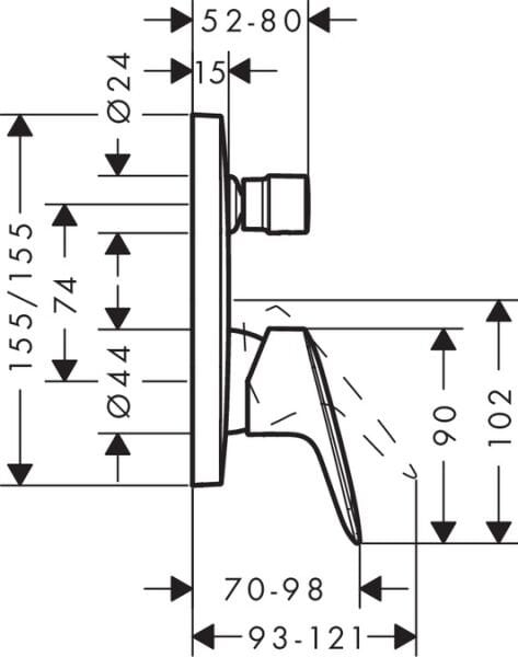 HANSGROHE LOGIS TEK KOLLU BANYO BATARYASI KROM 71405000