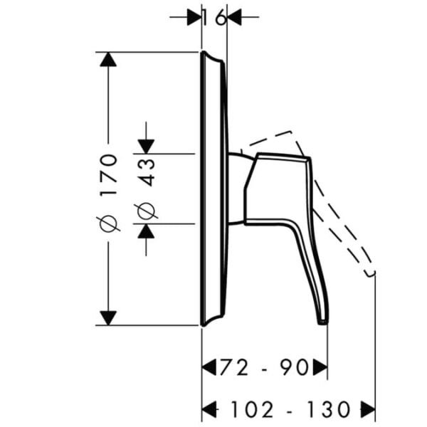 HANSGROHE METRIS TEK KOLLU BANYO BATARYASI KROM 31676000