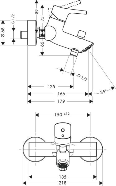 HANSGROHE TALIS S TEK KOLLU BANYO BATARYASI KROM 72400000