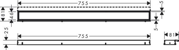 HANSGROHE RAINDRAIN MATCH DUS KANALI 80CM SERAMIK KAPNABILIR KAPAK YUKSEKLIK AYARLANABILIR CERCEVE ILE SIYAH 56038610
