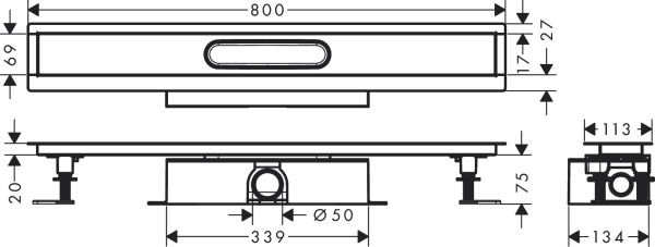HANSGROHE UNIVERSAL UBOX DUS KANALI KOMPLE SET STANDART MONYAJ 80 DUS GIDERI ICIN 56024180
