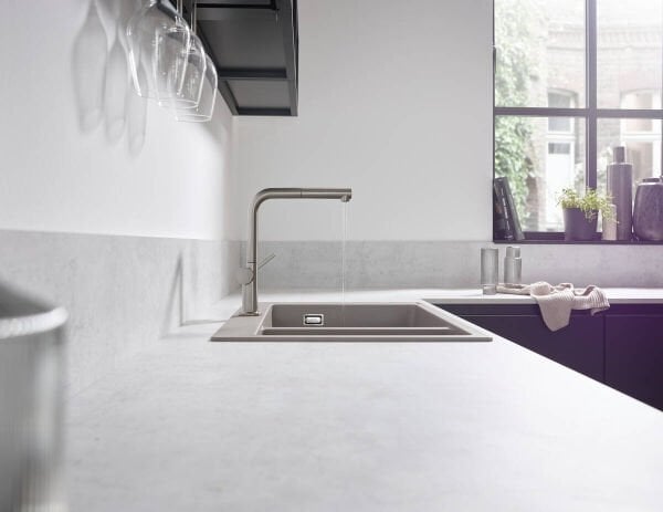 HANSGROHE TALIS M54 EVIYE BATARYASI TEK KOLLU 270 CEKILEBILIR GAGA 1JET PASLANMAZ CELIK 72808800