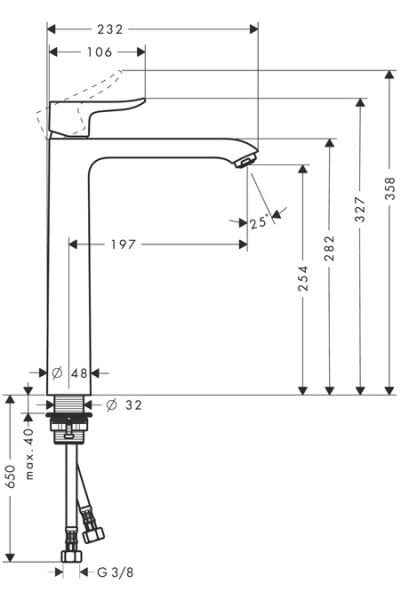 HANSGROHE METRIS TEK KOLLU LAVABO BATARYASI 260 KUMANDASIZ KROM 31184000