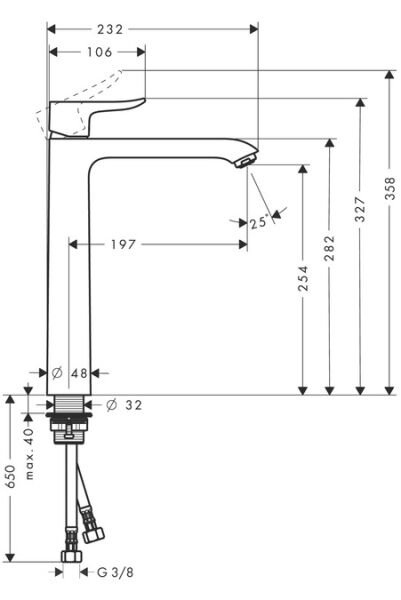 HANSGROHE METRIS TEK KOLLU LAVABO BATARYASI 260 KUMANDASIZ KROM 31184000